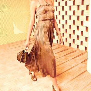 Ulla Johnson Neveah Dress - Pleated Midi / Mica color